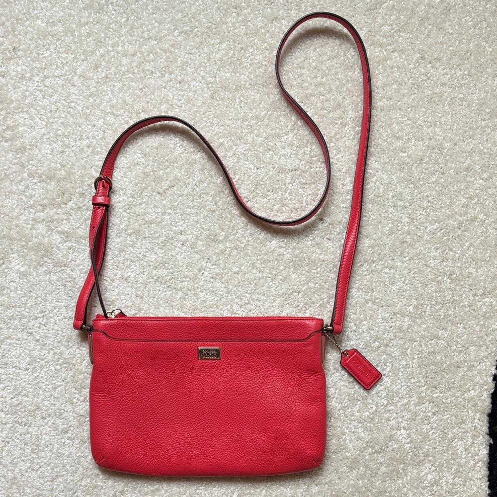 Red Leather Coach Crossbody Bag